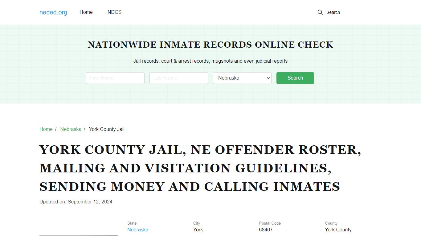 York County Jail, NE: Inmate Search, Visitation & Contact Info