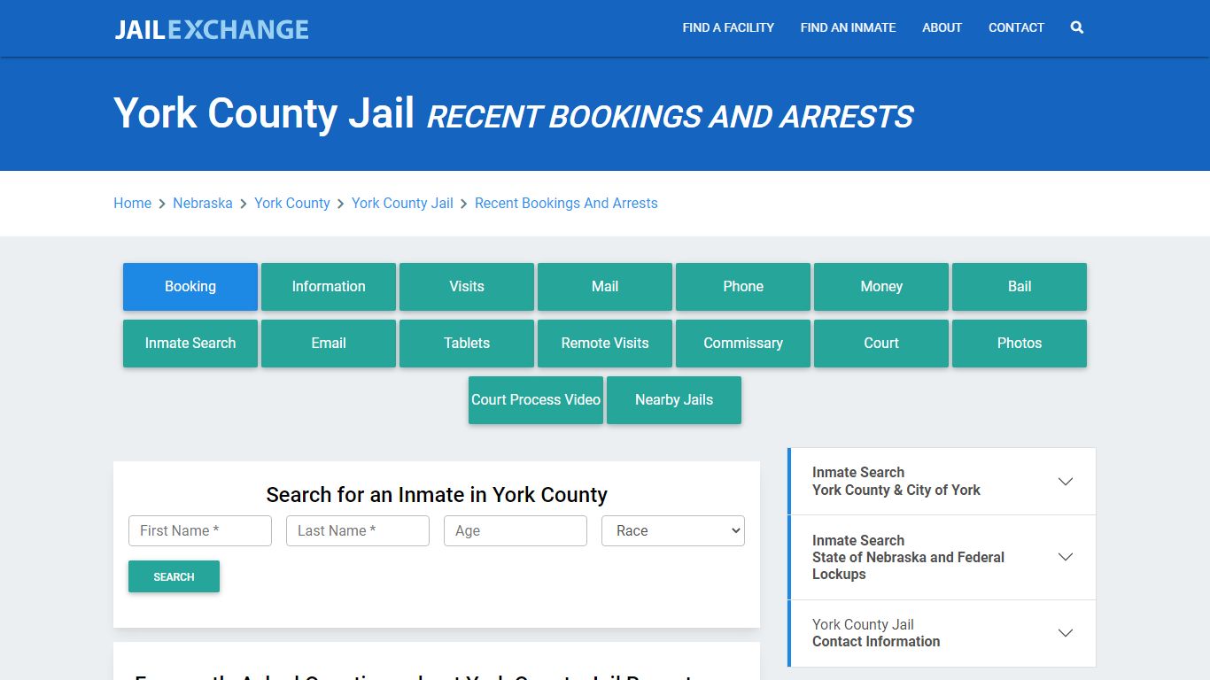 York County Jail NE Recent Arrests and Bookings - Jail Exchange